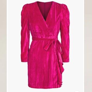 AVIA VELVET TEXTURED PUFF SLEEVE DRESS